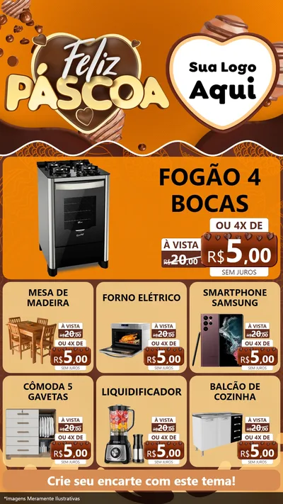 Modelo de Rede Social para Stories com o tema Feliz Páscoa para Móveis e Eletro
