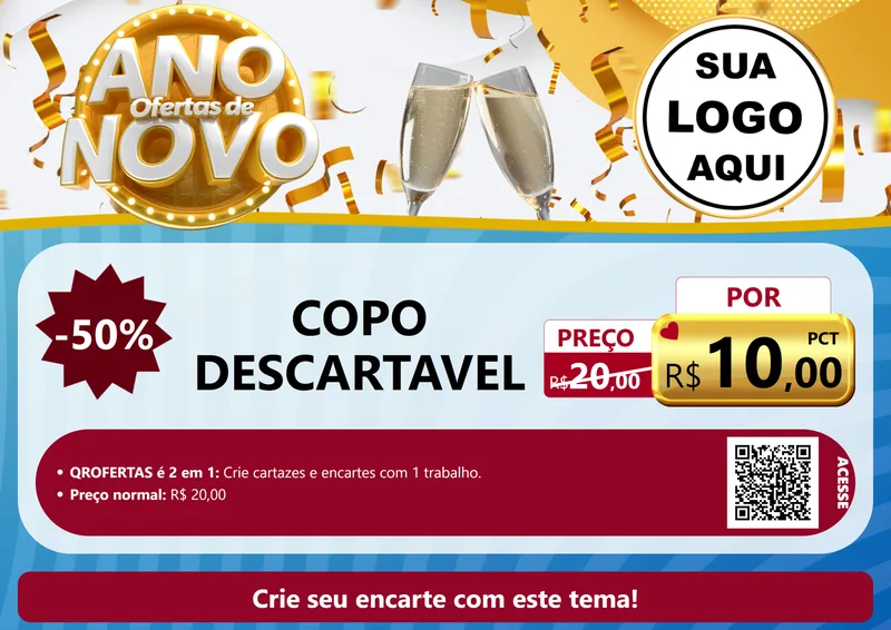 Modelo de Cartaz para Cartaz A4 Horizontal com o tema Ofertas de Ano Novo para Embalagens