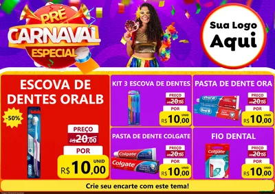 Modelo de Encarte para Encarte A4 Horizontal com o tema Pré-Carnaval Especial para Higiene Pessoal