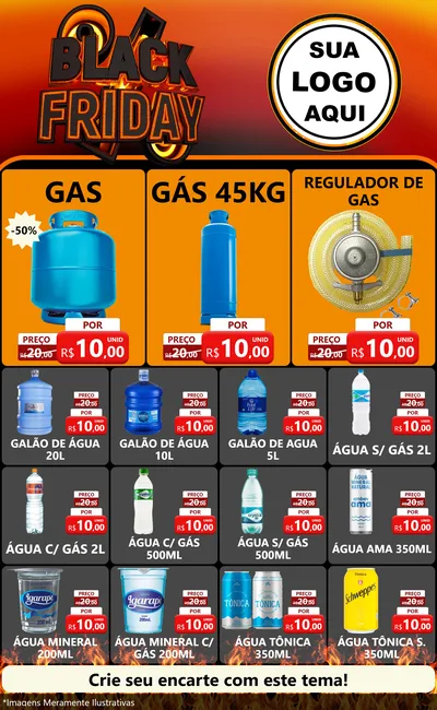 Modelo de Encarte para Encarte Grande com o tema Black Friday para Água e gás