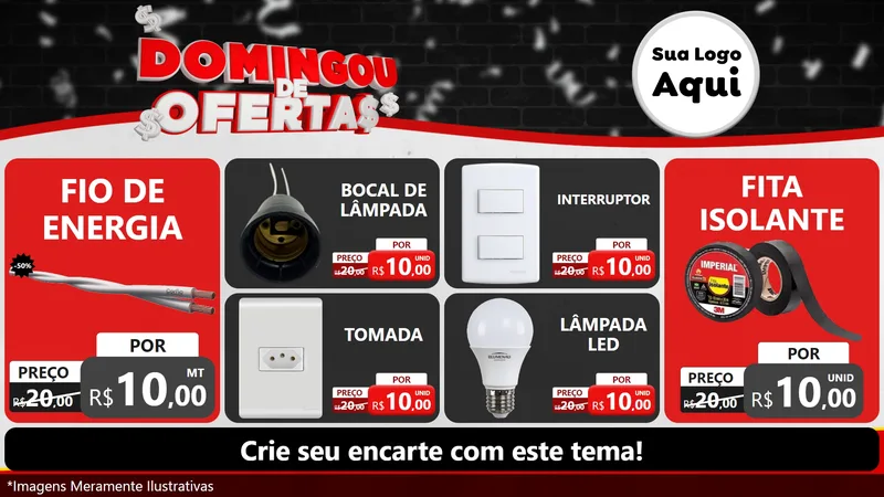 Modelo de TV para TV Horizontal com o tema Domingou de Ofertas para Materiais Elétricos