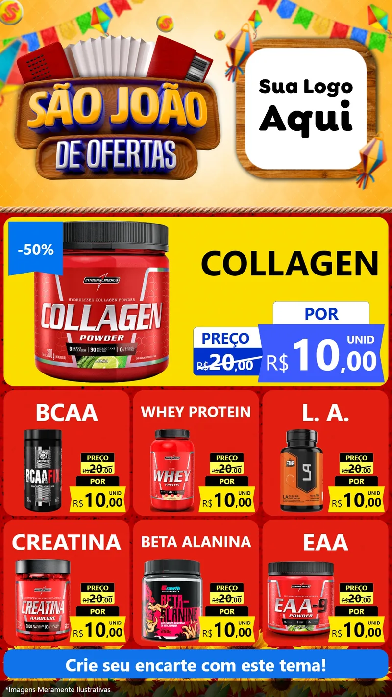 Modelo de Rede Social para Stories com o tema São João de Ofertas para Suplementos alimentares