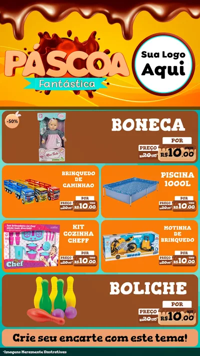 Modelo de TV para TV Vertical com o tema Páscoa Fantástica para Brinquedos