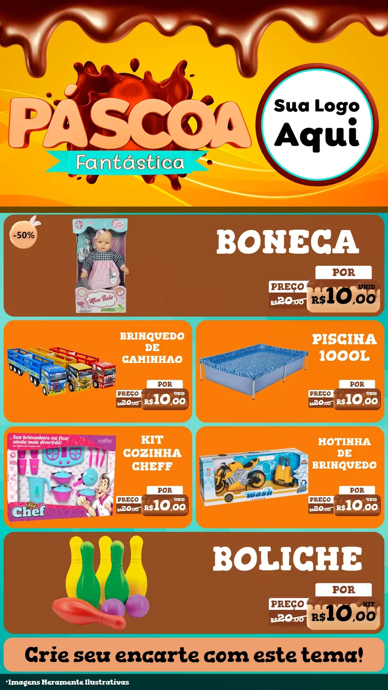 Modelo de TV para TV Vertical com o tema Páscoa Fantástica para Brinquedos