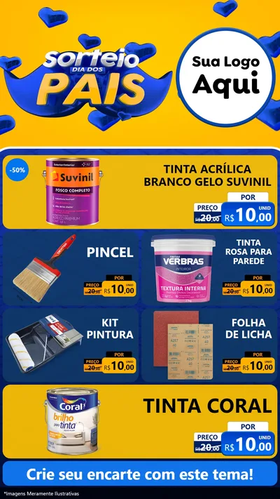 Modelo de TV para TV Vertical com o tema Sorteio Dia dos Pais para Tintas e Ferramentas