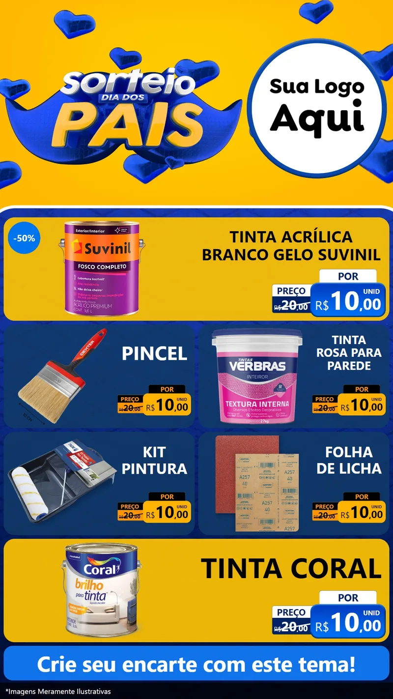 Modelo de TV para TV Vertical com o tema Sorteio Dia dos Pais para Tintas e Ferramentas