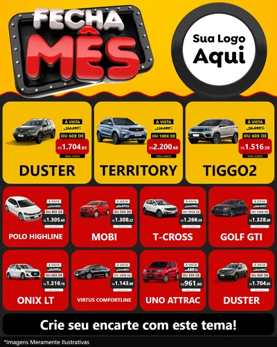Modelo de Rede Social para Feed Instagram com o tema Fecha Mês para Concessionaria de Carros
