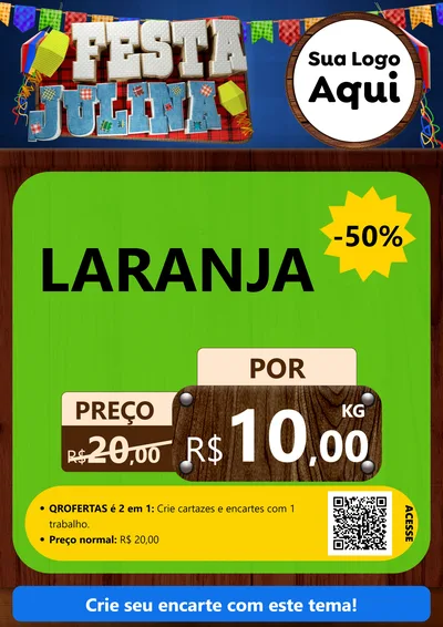 Modelo de Cartaz para Cartaz A4 Vertical com o tema Festa Julina para Hortifrúti