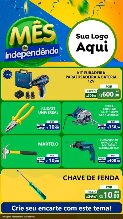 Modelo de TV para TV Vertical com o tema Mês da Independência para Maquinas e Ferramentas