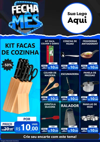 Modelo de Encarte para Encarte A4 Vertical com o tema Fecha Mês para Utilidades Domésticas
