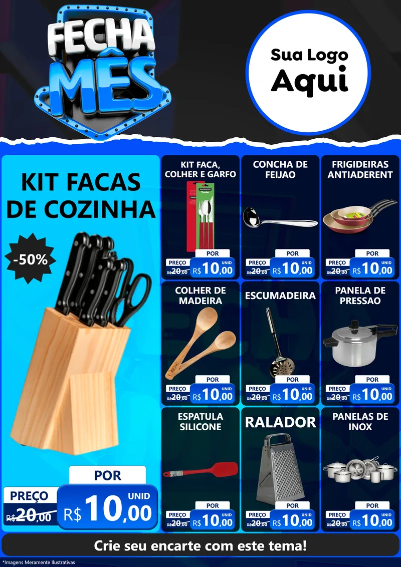 Modelo de Encarte para Encarte A4 Vertical com o tema Fecha Mês para Utilidades Domésticas