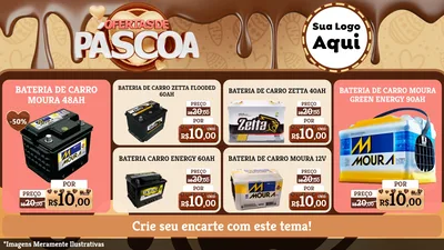Modelo de TV para TV Horizontal com o tema Ofertas de Páscoa para Baterias Elétricas