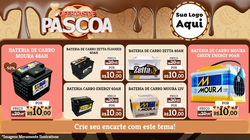 Modelo de TV para TV Horizontal com o tema Ofertas de Páscoa para Baterias Elétricas
