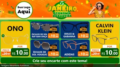 Modelo de TV para TV Horizontal com o tema Janeiro - Economia Garantida para Óticas