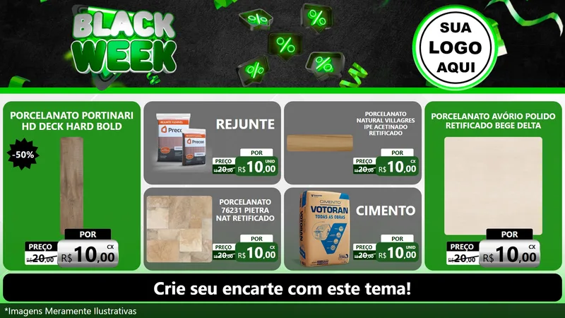 Modelo de TV para TV Horizontal com o tema Black Week para Pisos e revestimentos