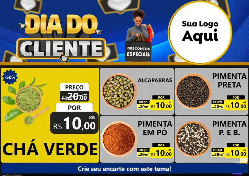 Modelo de Encarte para Encarte A4 Horizontal com o tema Dia Do Cliente para Produtos Naturais