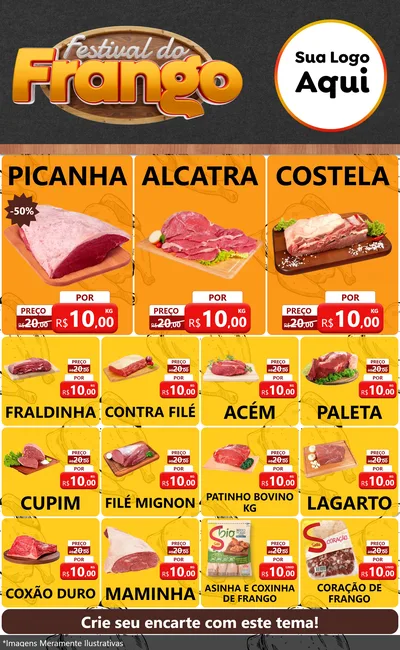 Modelo de Encarte para Encarte Grande com o tema Festival do Frango para Açougue