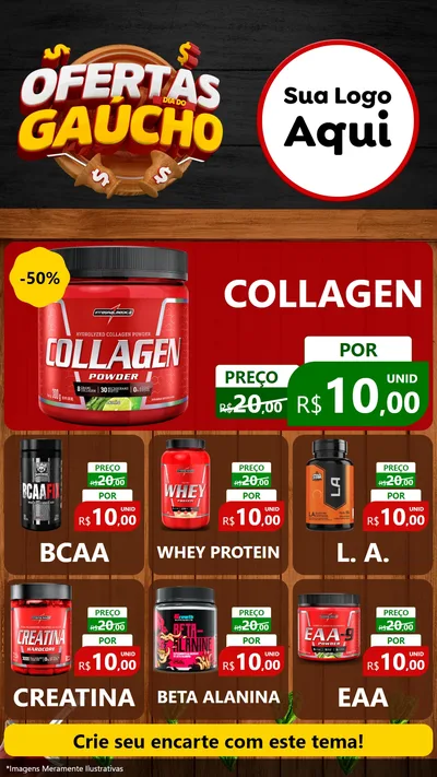 Modelo de Rede Social para Stories com o tema Ofertas Dia do Gaúcho para Suplementos alimentares