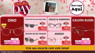 Modelo de TV para TV Horizontal com o tema Valentine's Day para Óticas