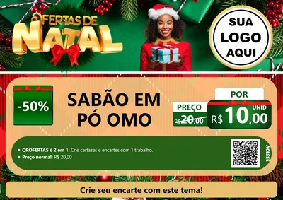 Modelo de Cartaz para Cartaz A4 Horizontal com o tema Ofertas de Natal para Produtos de Limpeza