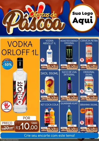 Modelo de Encarte para Encarte A4 Vertical com o tema Ofertas de Páscoa para Distribuidora de bebidas