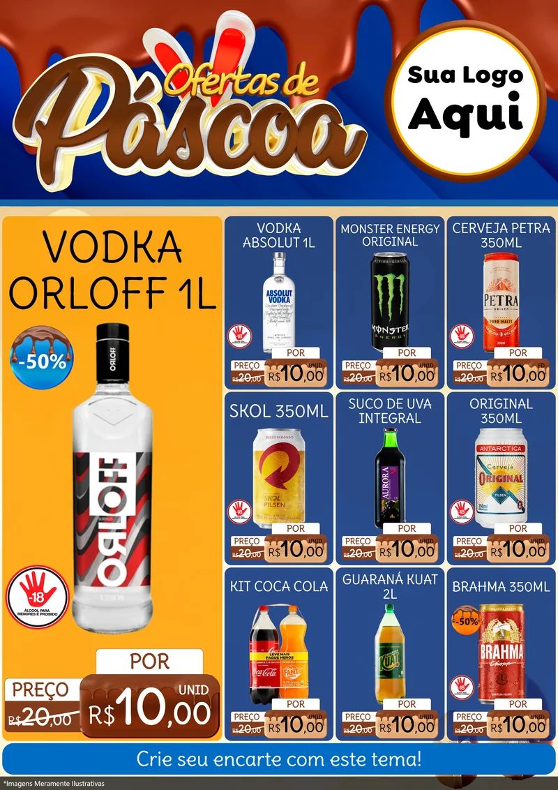 Modelo de Encarte para Encarte A4 Vertical com o tema Ofertas de Páscoa para Distribuidora de bebidas