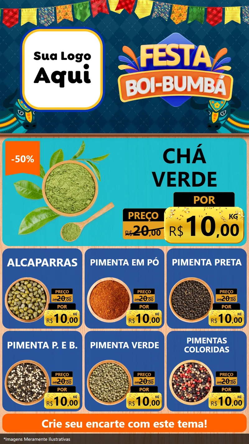 Modelo de Rede Social para Stories com o tema Festa Boi Bumbá para Produtos Naturais