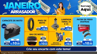 Modelo de TV para TV Horizontal com o tema Janeiro Arrasador para Moto peças