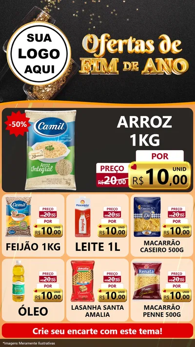 Modelo de Rede Social para Stories com o tema Ofertas de Fim de Ano para Supermercado