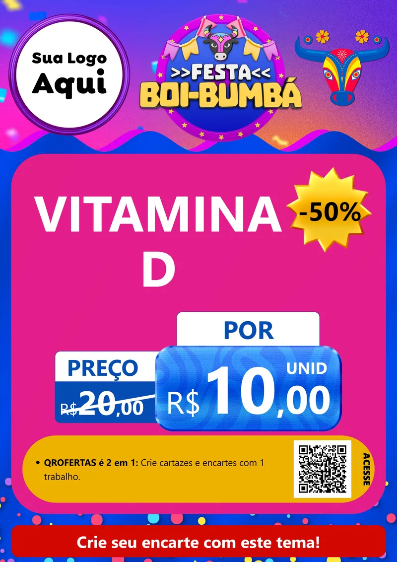 Modelo de Cartaz para Cartaz A4 Vertical com o tema Festa Boi-Bumbá para Farmácia