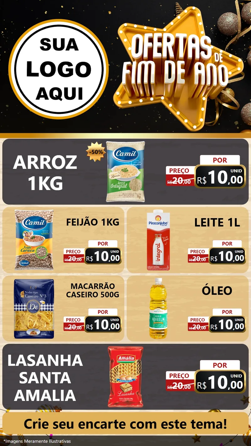 Modelo de TV para TV Vertical com o tema Ofertas de Fim de Ano para Supermercado