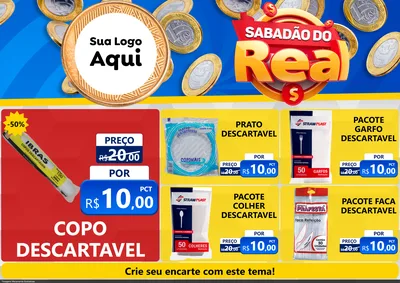 Modelo de Encarte para Encarte A4 Horizontal com o tema Sabadão do Real para Embalagens