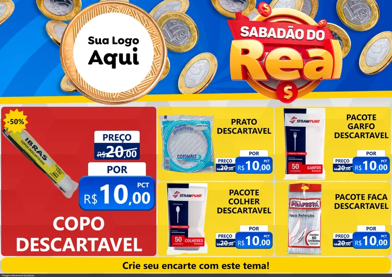 Modelo de Encarte para Encarte A4 Horizontal com o tema Sabadão do Real para Embalagens