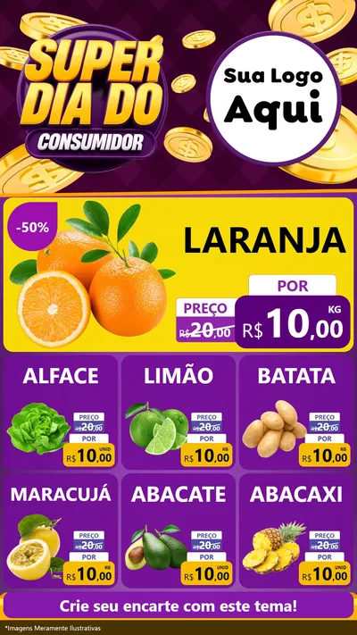 Modelo de Rede Social para Stories com o tema Super Dia do Consumidor para Hortifrúti