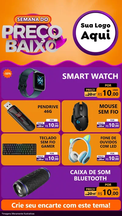 Modelo de TV para TV Vertical com o tema Semana do Preço Baixo para Informática
