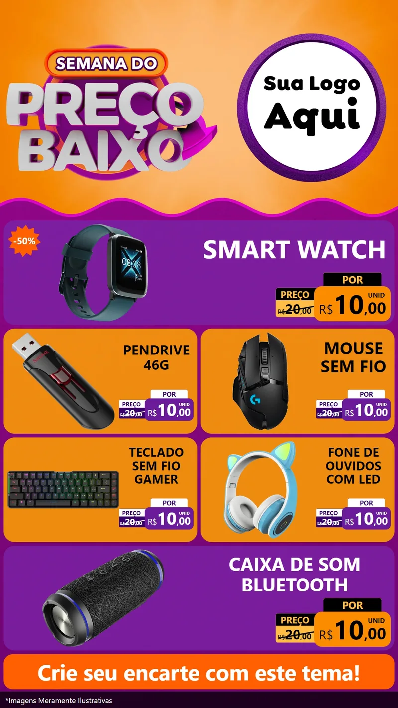 Modelo de TV para TV Vertical com o tema Semana do Preço Baixo para Informática