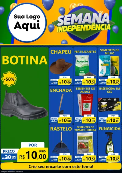 Modelo de Encarte para Encarte A4 Vertical com o tema Semana da Independência para Agropecuária