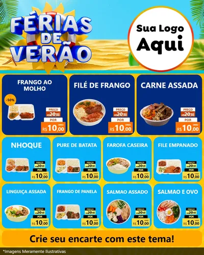 Modelo de Rede Social para Feed Instagram com o tema Férias de Verão para Restaurante