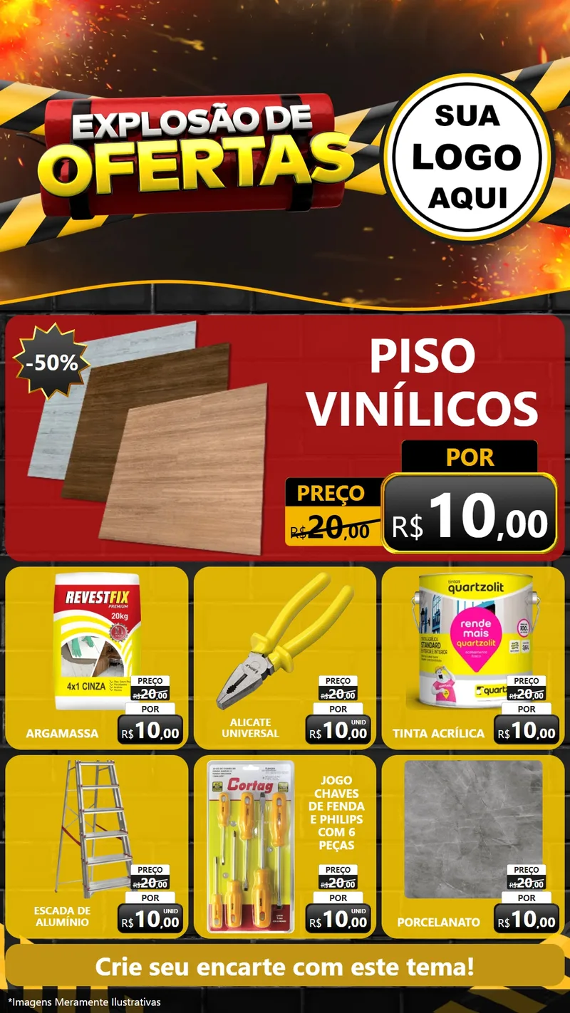 Modelo de Rede Social para Stories com o tema Explosão de Ofertas para Material para Construção
