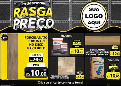 Modelo de Encarte para Encarte A4 Horizontal com o tema Fim de Semana Rasga Preço para Pisos e revestimentos
