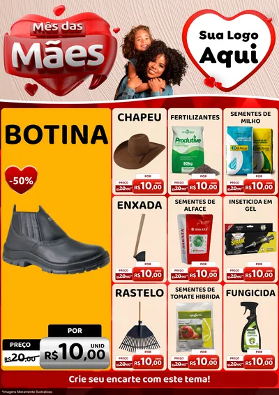 Modelo de Encarte para Encarte A4 Vertical com o tema Mês das Mães para Agropecuária