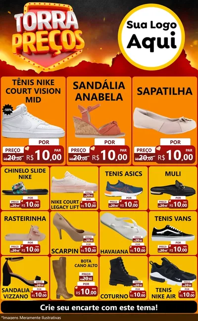 Modelo de Encarte para Encarte Grande com o tema Torra Preços para Calçados