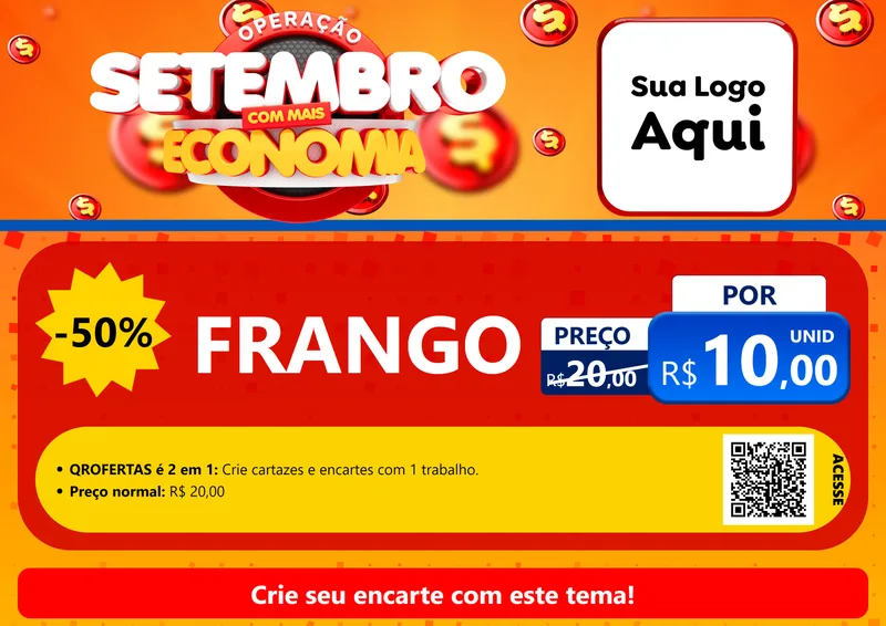 Modelo de Cartaz para Cartaz A4 Horizontal com o tema Operação Setembro Com Muita Economia para Assados