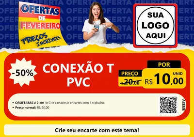 Modelo de Cartaz para Cartaz A4 Horizontal com o tema Ofertas de Fevereiro - Preços Incríveis para Tubos e conexões