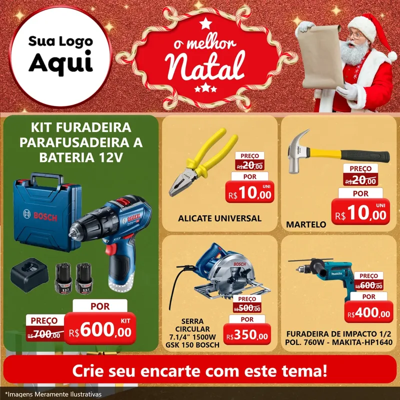 Modelo de Rede Social para Feed Facebook com o tema O Melhor Natal para Maquinas e Ferramentas