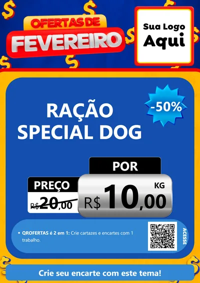 Modelo de Cartaz para Cartaz A4 Vertical com o tema Ofertas de Fevereiro para Pet Shop