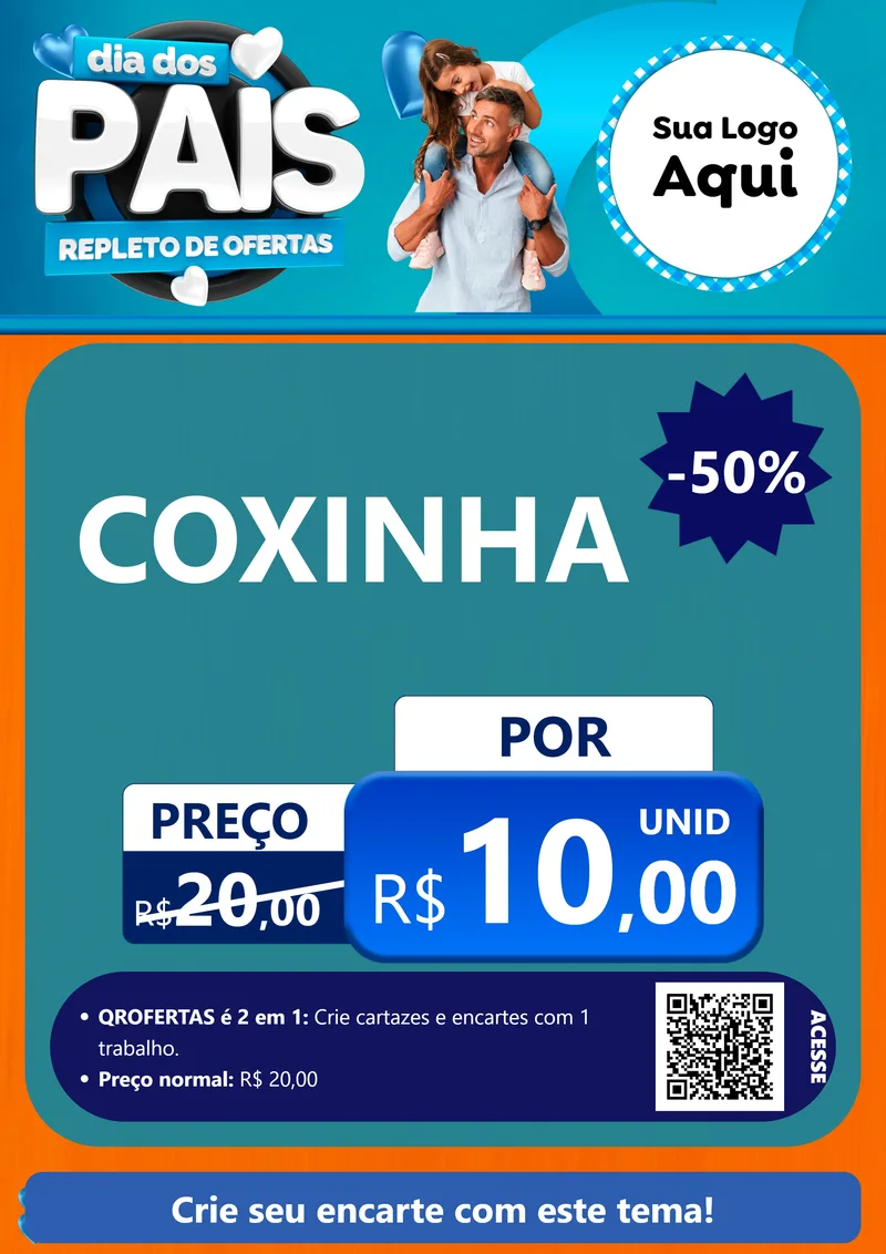 Modelo de Cartaz para Cartaz A4 Vertical com o tema Dia Dos Pais Repleto de Ofertas para Salgadaria