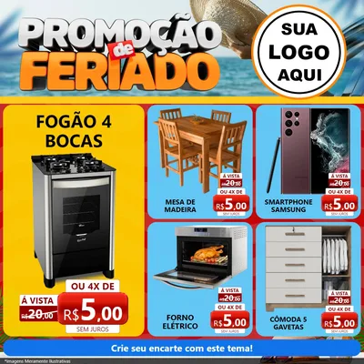 Modelo de Rede Social para Feed Facebook com o tema Promoção de Feriado para Móveis e Eletro
