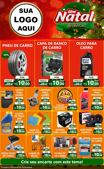 Modelo de Encarte para Encarte Grande com o tema Um Natal de Ofertas para Auto peças