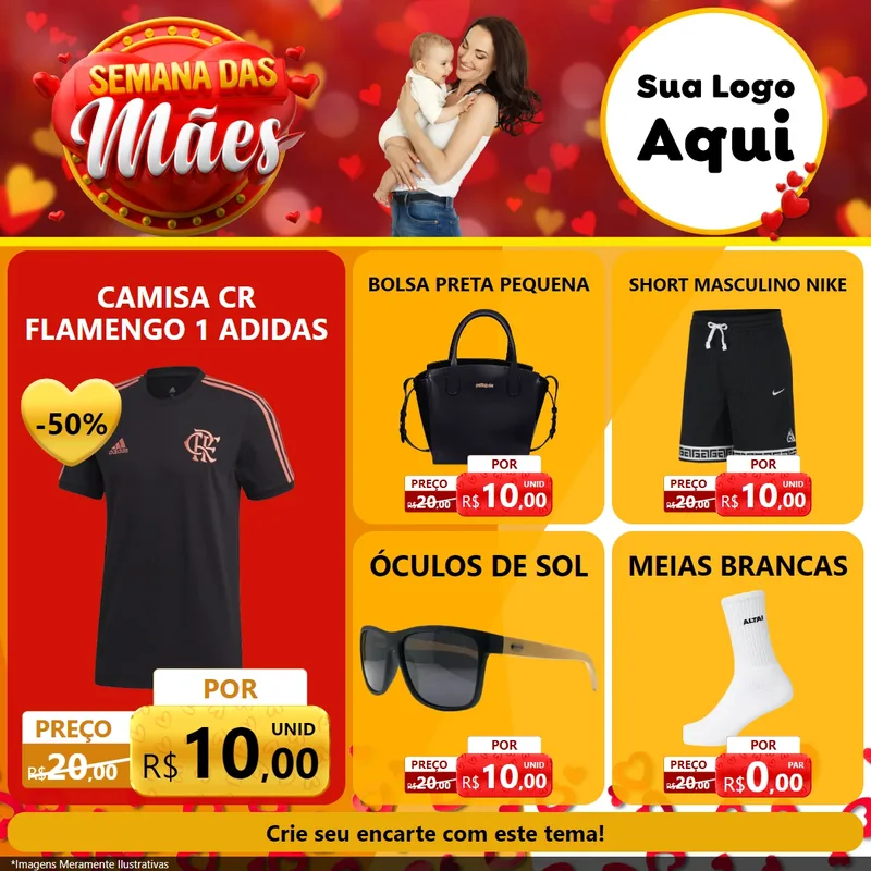 Modelo de Rede Social para Feed Facebook com o tema Semana das Mães para Roupas e acessórios